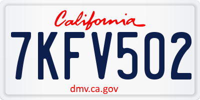 CA license plate 7KFV502