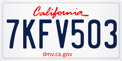 CA license plate 7KFV503