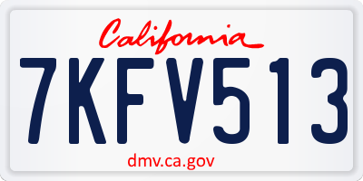 CA license plate 7KFV513