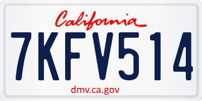 CA license plate 7KFV514