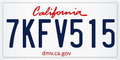 CA license plate 7KFV515
