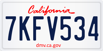 CA license plate 7KFV534