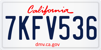 CA license plate 7KFV536