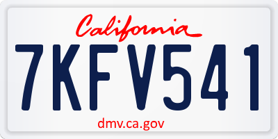 CA license plate 7KFV541