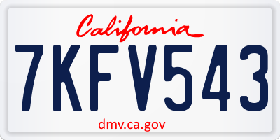 CA license plate 7KFV543