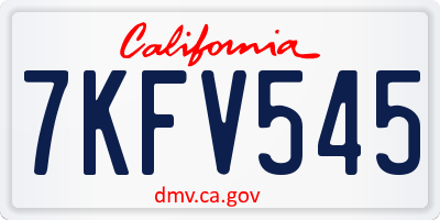 CA license plate 7KFV545
