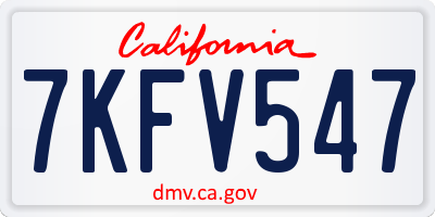 CA license plate 7KFV547