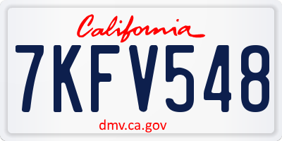 CA license plate 7KFV548