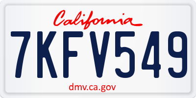 CA license plate 7KFV549
