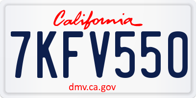 CA license plate 7KFV550