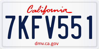 CA license plate 7KFV551