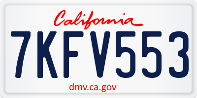 CA license plate 7KFV553