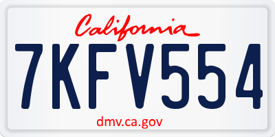CA license plate 7KFV554