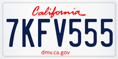 CA license plate 7KFV555