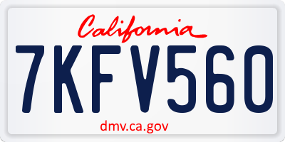 CA license plate 7KFV560