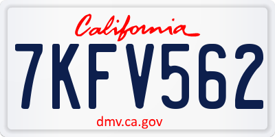 CA license plate 7KFV562