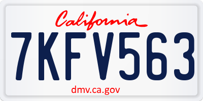 CA license plate 7KFV563