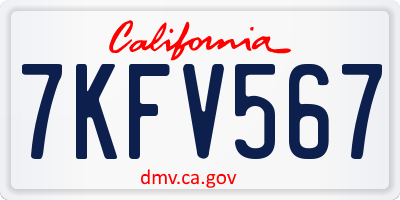 CA license plate 7KFV567
