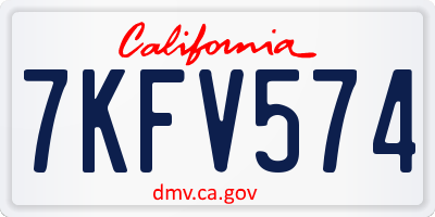 CA license plate 7KFV574