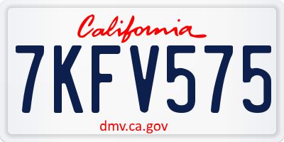 CA license plate 7KFV575
