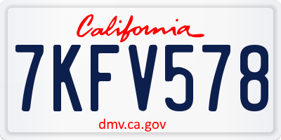 CA license plate 7KFV578