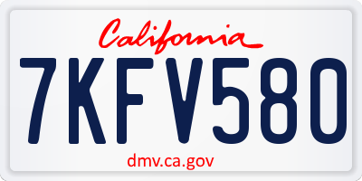 CA license plate 7KFV580