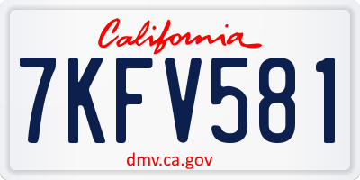 CA license plate 7KFV581