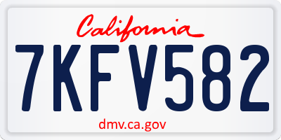 CA license plate 7KFV582