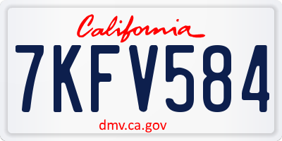 CA license plate 7KFV584