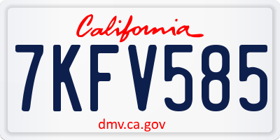 CA license plate 7KFV585