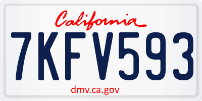 CA license plate 7KFV593