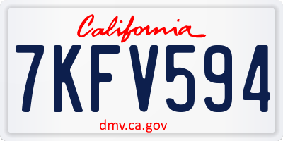 CA license plate 7KFV594