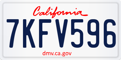 CA license plate 7KFV596