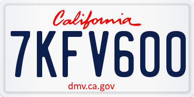CA license plate 7KFV600