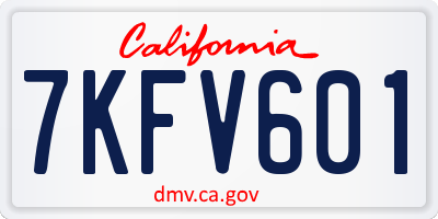 CA license plate 7KFV601