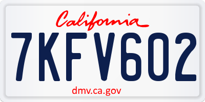 CA license plate 7KFV602