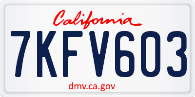 CA license plate 7KFV603