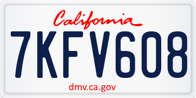 CA license plate 7KFV608