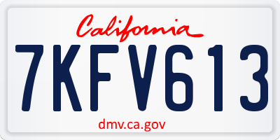 CA license plate 7KFV613