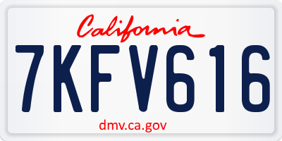 CA license plate 7KFV616