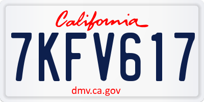 CA license plate 7KFV617