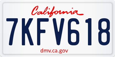 CA license plate 7KFV618