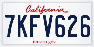 CA license plate 7KFV626