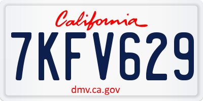 CA license plate 7KFV629