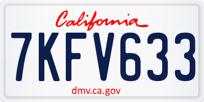CA license plate 7KFV633