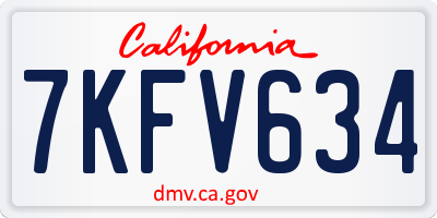 CA license plate 7KFV634