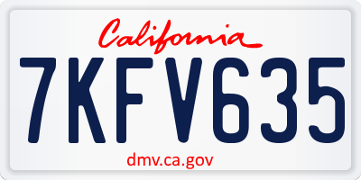 CA license plate 7KFV635