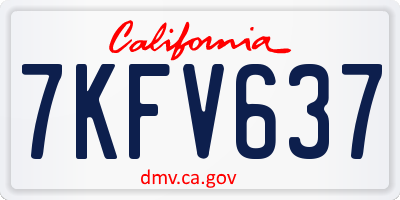 CA license plate 7KFV637