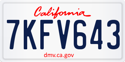 CA license plate 7KFV643