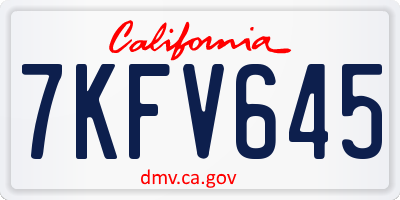 CA license plate 7KFV645
